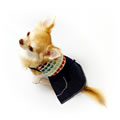 犬服のハート＆デニムワンピース [ネイビー]