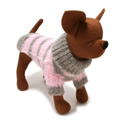 犬服のボーダー ティー ネック セーター (ピンク)