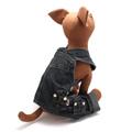 犬服のロールアップ デニム オーバーオール [ブラック]