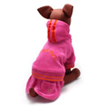 犬服のフーディー（フード） ベロア ドレス [ホットピンク]