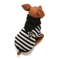 犬服のボーダー パーカー(フード) [ブラック]
